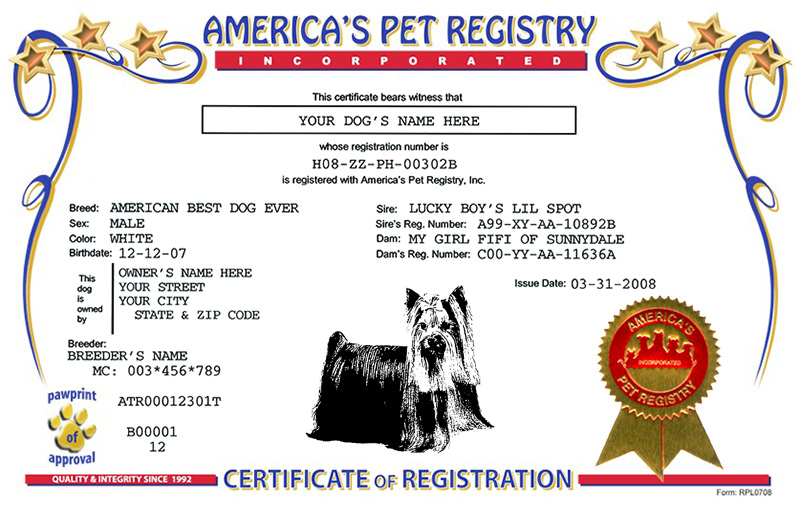Certificate Standard Breed